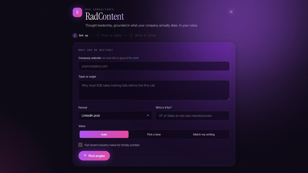 RadContent live product screenshot