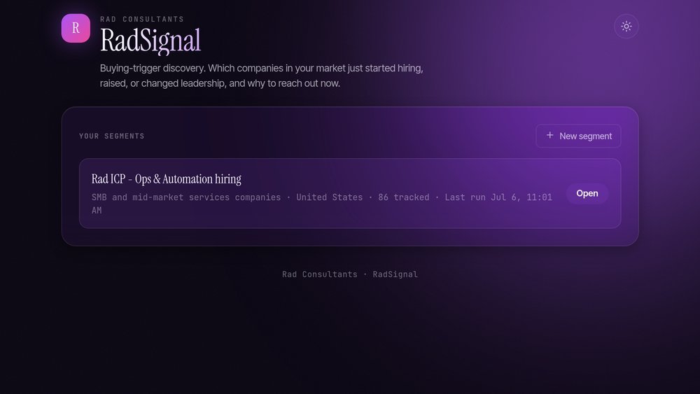 RadSignal live product screenshot