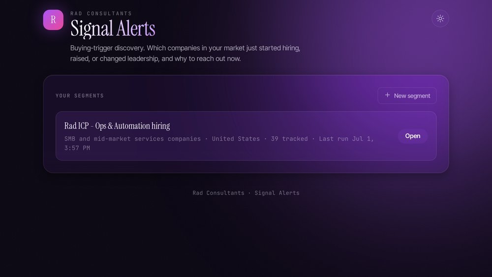 Signal Alerts live product screenshot
